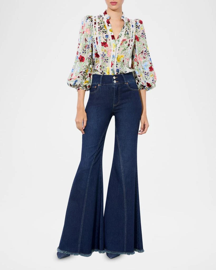 Alice + Olivia Arlette Floral Blouson-Sleeve Blouse 2
