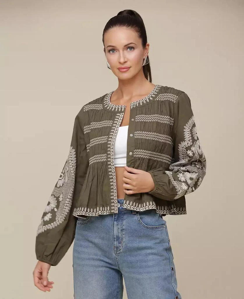 Avec Les Filles Women's Embroidered Cotton Peplum Jacket 4