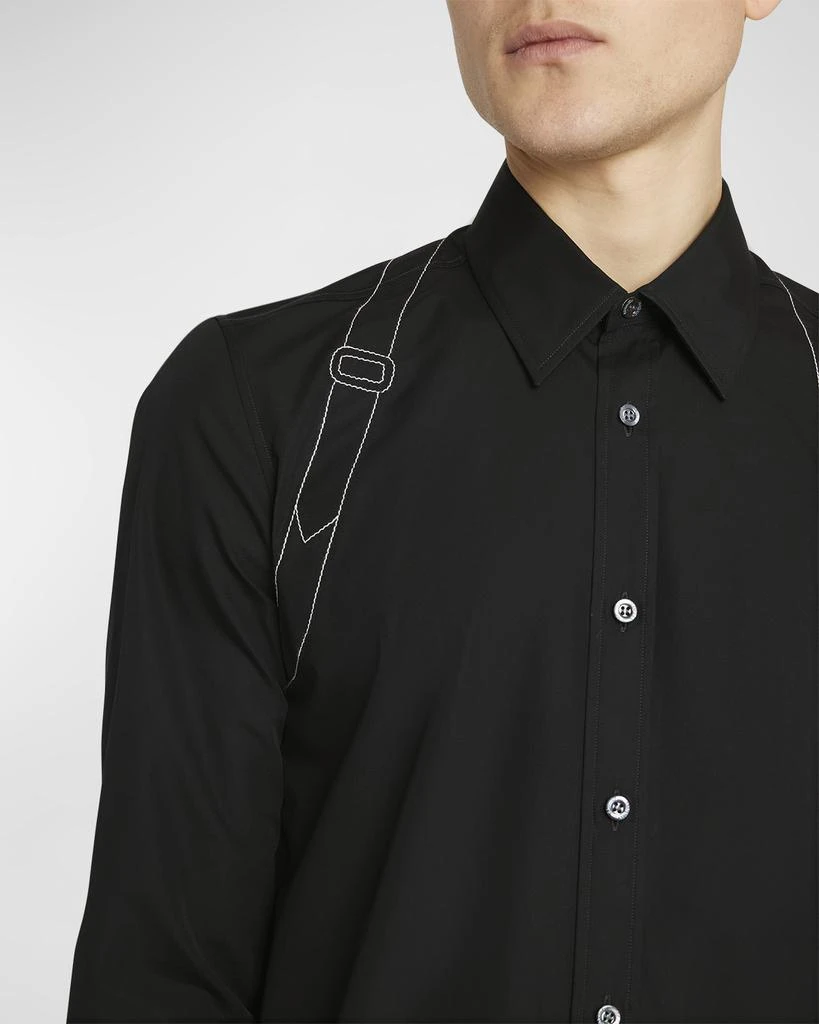 Alexander McQueen Men's Contrast-Stitch Harness Dress Shirt 6