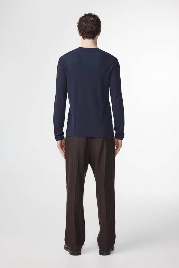 NN07 Clive Waffle Knit Tee In Navy Blue