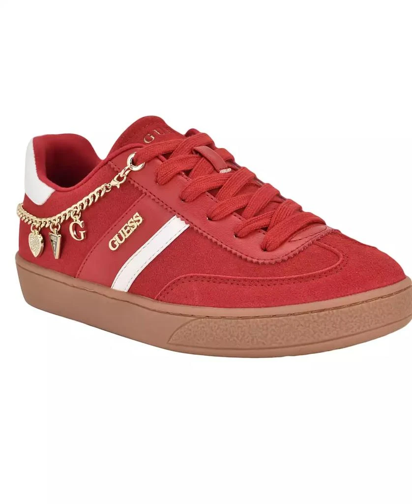 GUESS Women
s Naoko Charm Lace-Up Court Sneakers 1