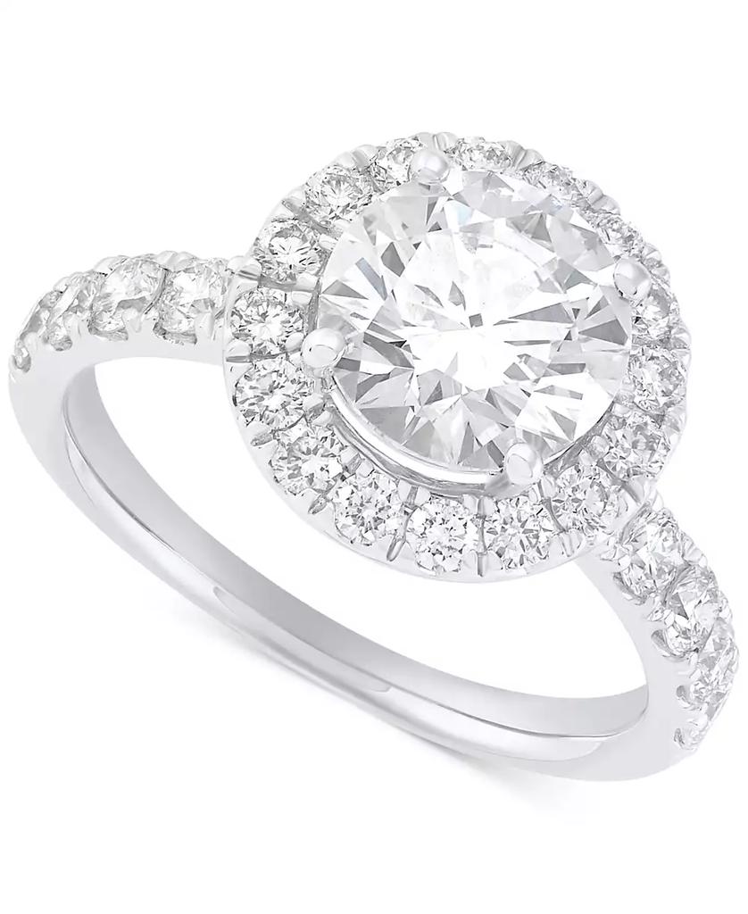 Grown With Love IGI Certified Lab Grown Diamond Halo Engagement Ring (3 ct. t.w.) in 14k White Gold