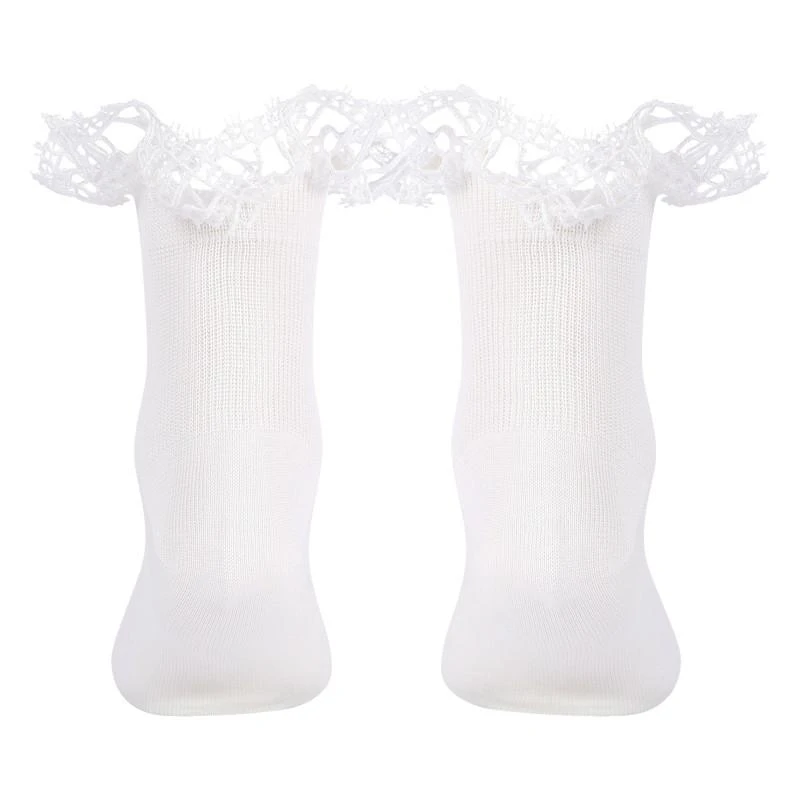 La Perla Lace trim with logo white socks 2