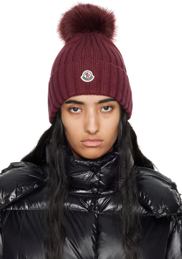 Moncler Burgundy Pom Pom Beanie 1