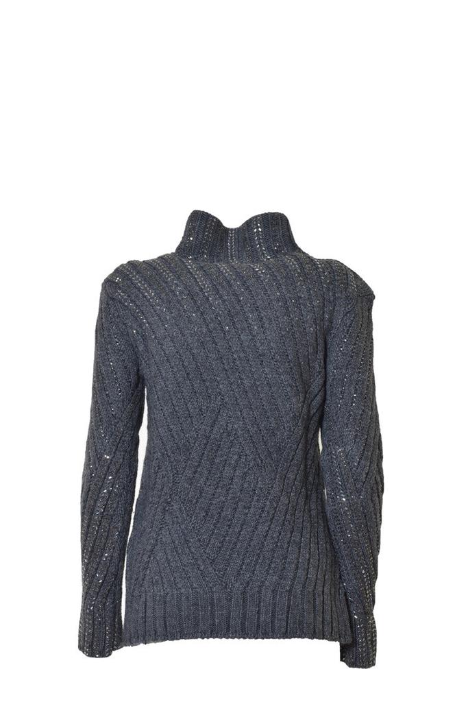 ERMANNO Gray Virgin Wool Sweater With Crystals