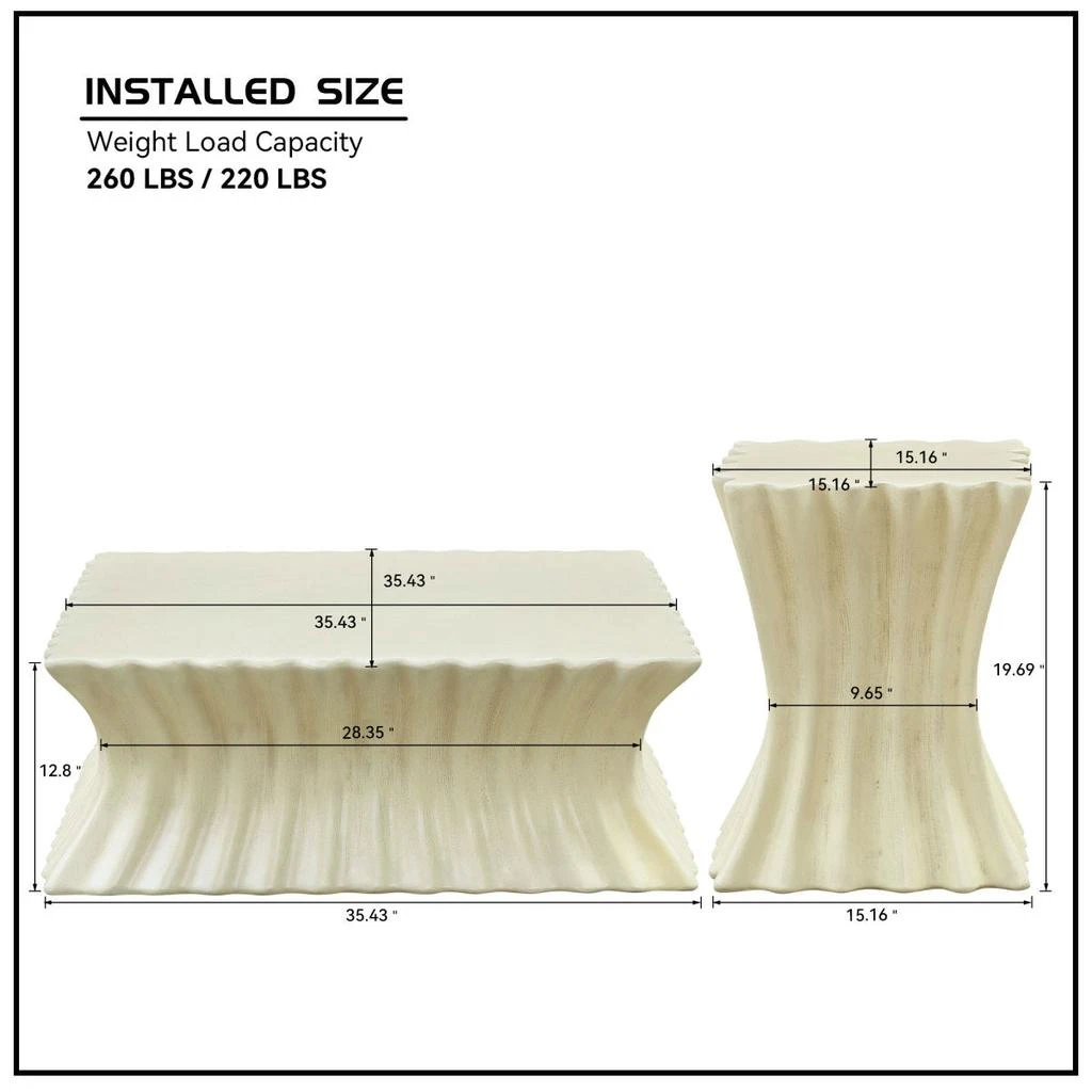 Streamdale Furniture Streamdale Vintage Fiberglass Coffee Table Set - Beige 6