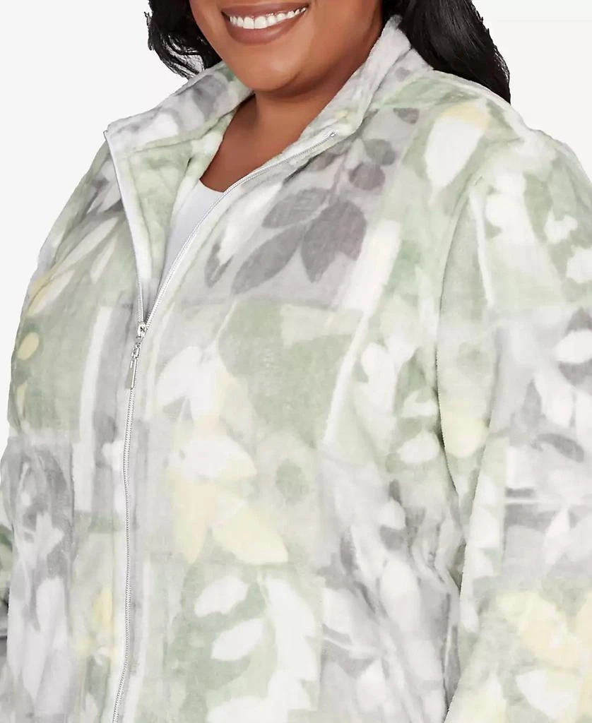 Alfred Dunner Plus Size Stockbridge Leaf Patchwork Cozy Knit Jacket 5