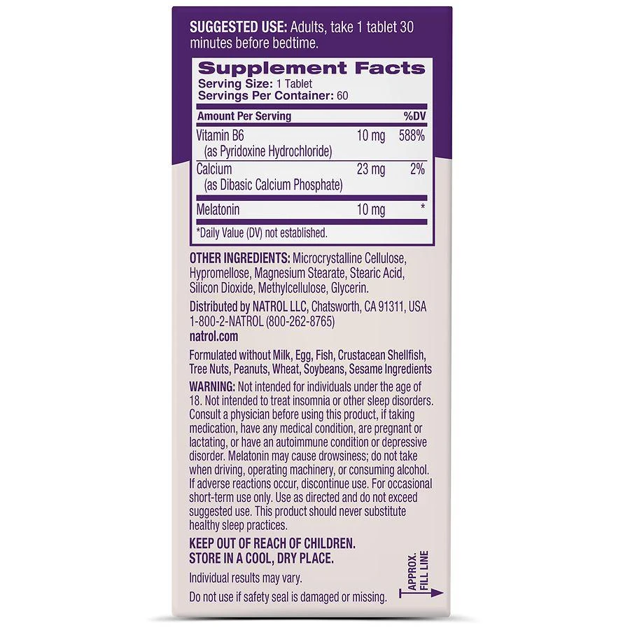 Natrol Advanced Melatonin 10mg Time Release Tablets, Nighttime Sleep Aid Unflavored 6