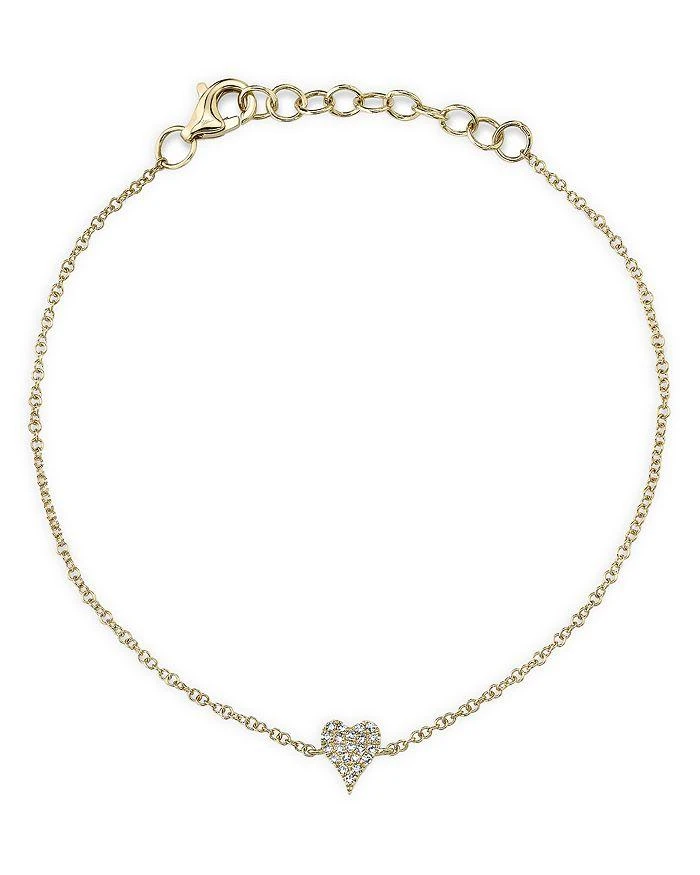 Moon 
Meadow 14K Yellow Gold Diamond Pavé Heart chain Bracelet - Exclusive