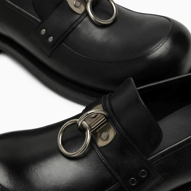 Martine Rose Black leather loafer with ring detail 6