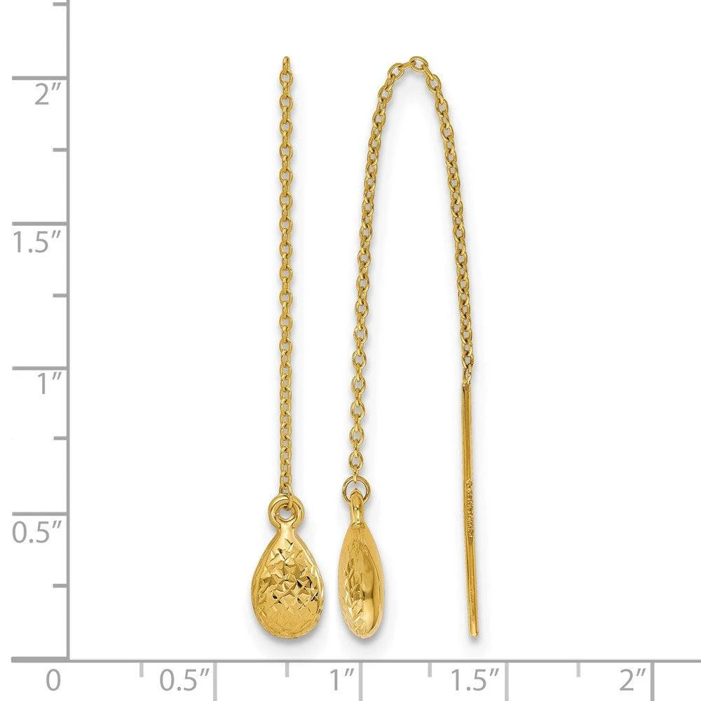 Diamond2Deal 14K Yellow Gold Tear Drop Threader Drop Dangle Earrings 4