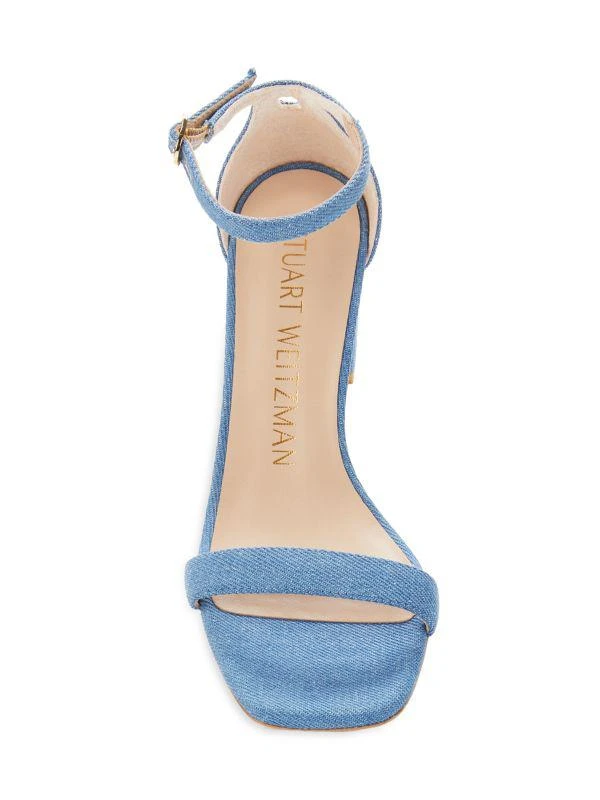 Stuart Weitzman Nudistcurve Denim Ankle Strap Sandals 5