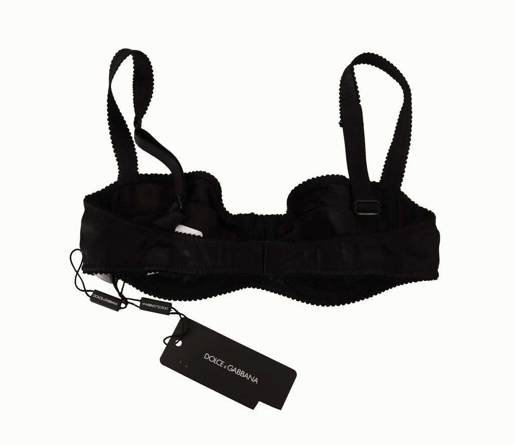 Dolce & Gabbana Dolce & Gabbana Black Polka Dot Satin Lace Balconette Bra 5