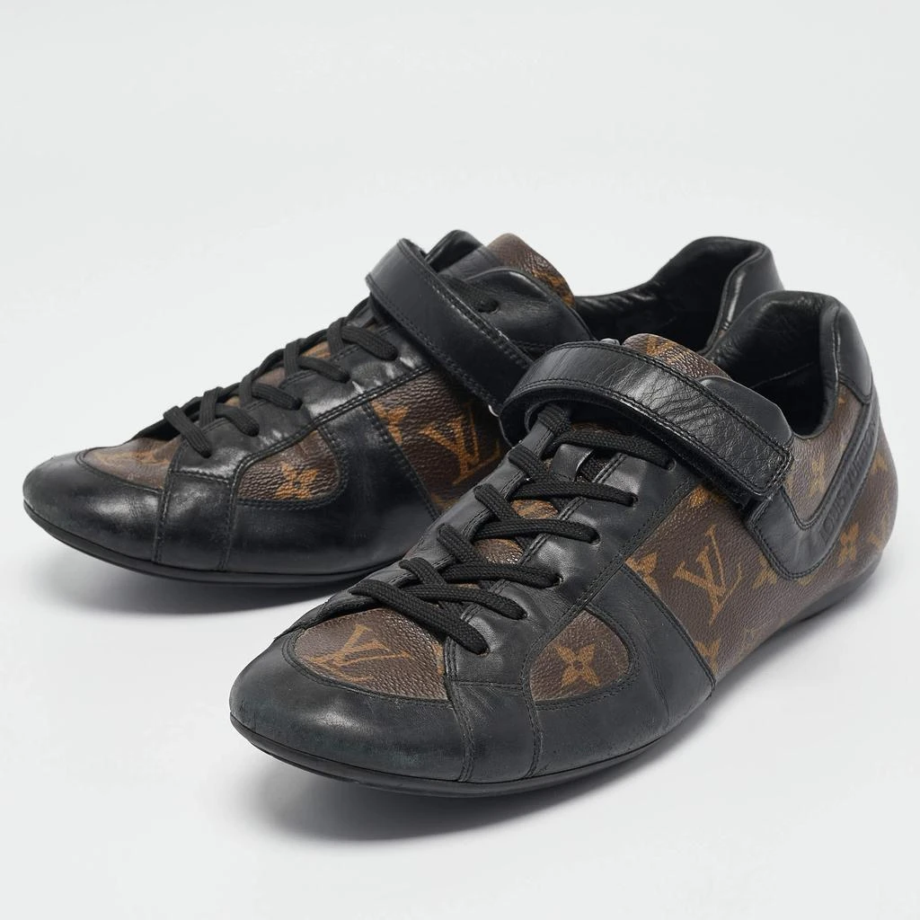 Louis Vuitton Louis Vuitton Black/Brown Monogram Canvas and Leather Lace Up Sneakers Size 42.5 2