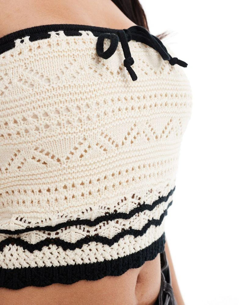 HOLLISTER Hollister crochet tube top in beige and black 3
