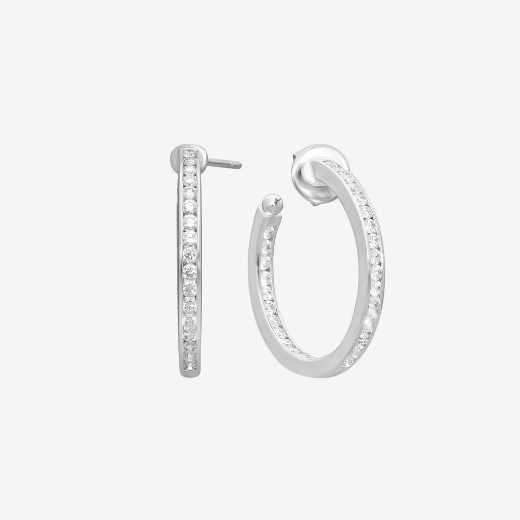 Mémoire Mémoire Channel Set 18K White Gold Diamond Round Hoop Earrings CHHO259 2