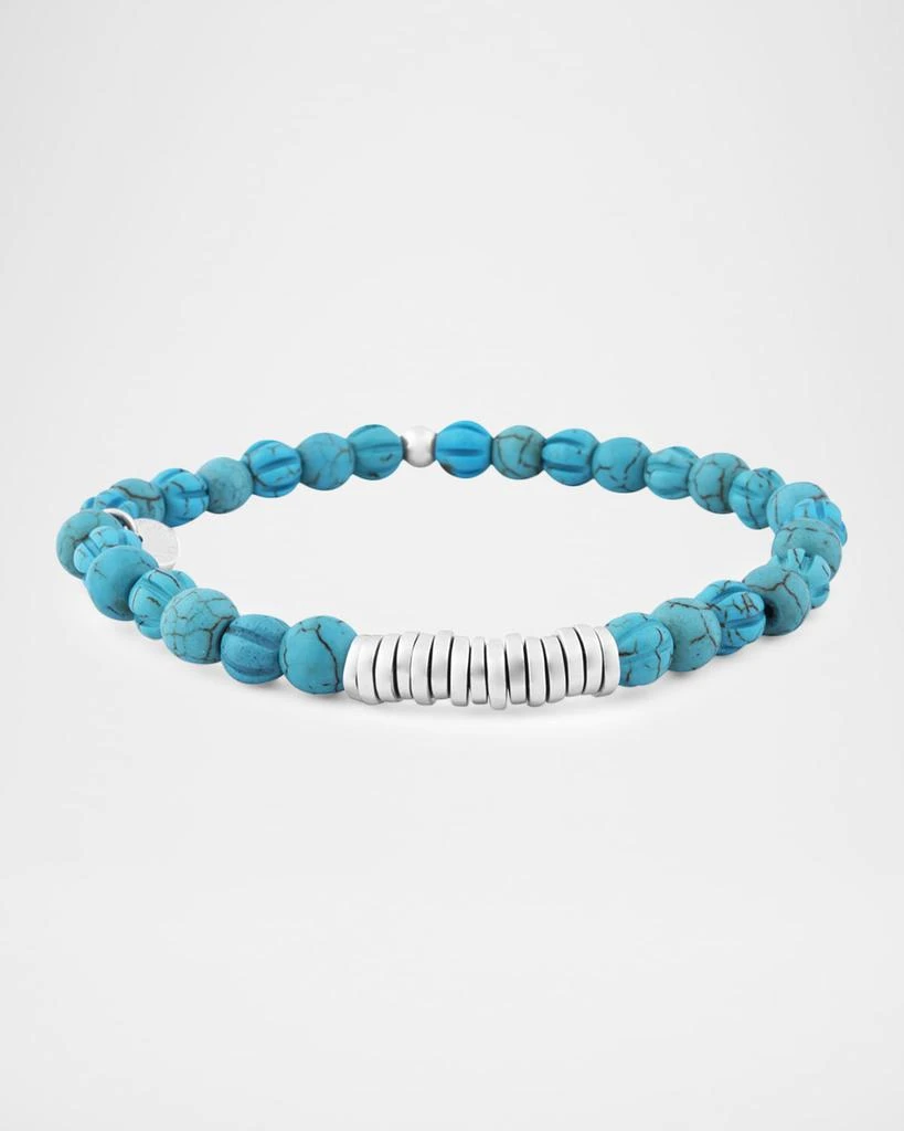 Tateossian Men
s Turquoise and Sterling Silver Disc Beaded Bracelet