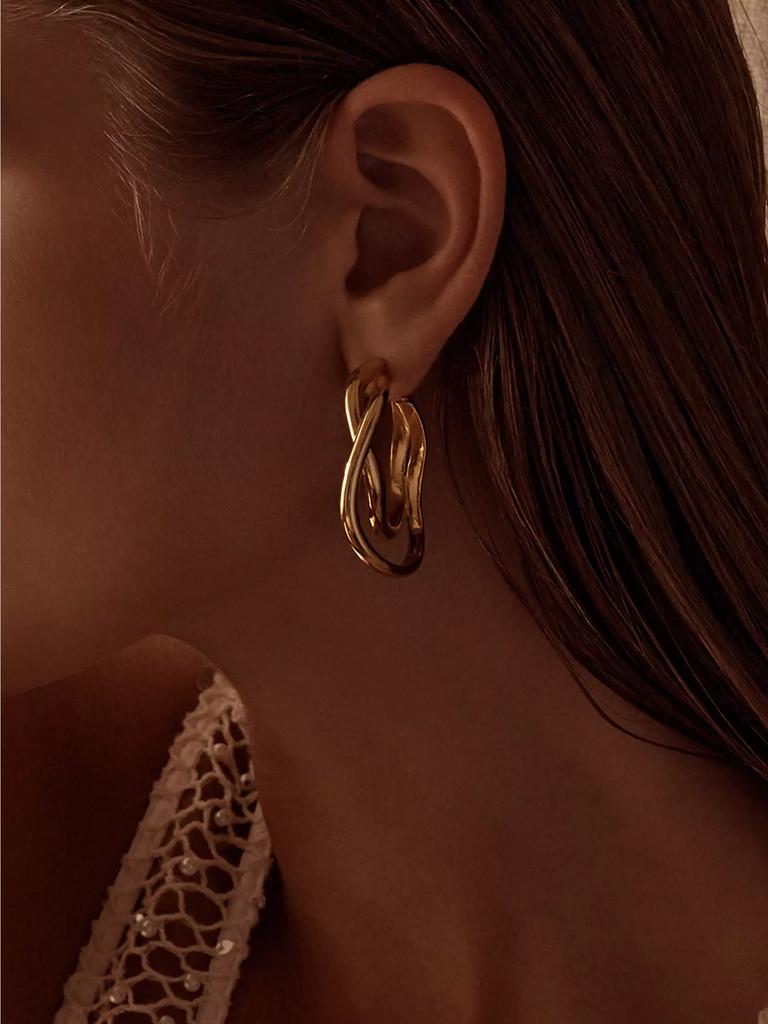 Amber Sceats Zagora Davie 24K-Gold-Plated Curved Hoop Earrings