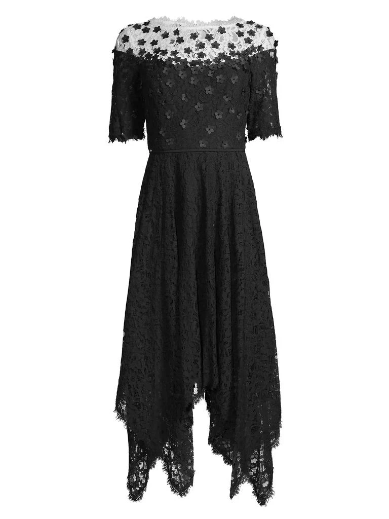 slim fit dress slacks Shani Lace-Trim Crepe Fit & Flare Dress - Black main image 1