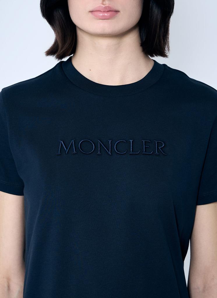 【関税込み】Moncler ネイビー フェードロゴ コットン Tシャツ Navy Blue Faded Logo Cotton T-Shirt - Polos & T-shirts for