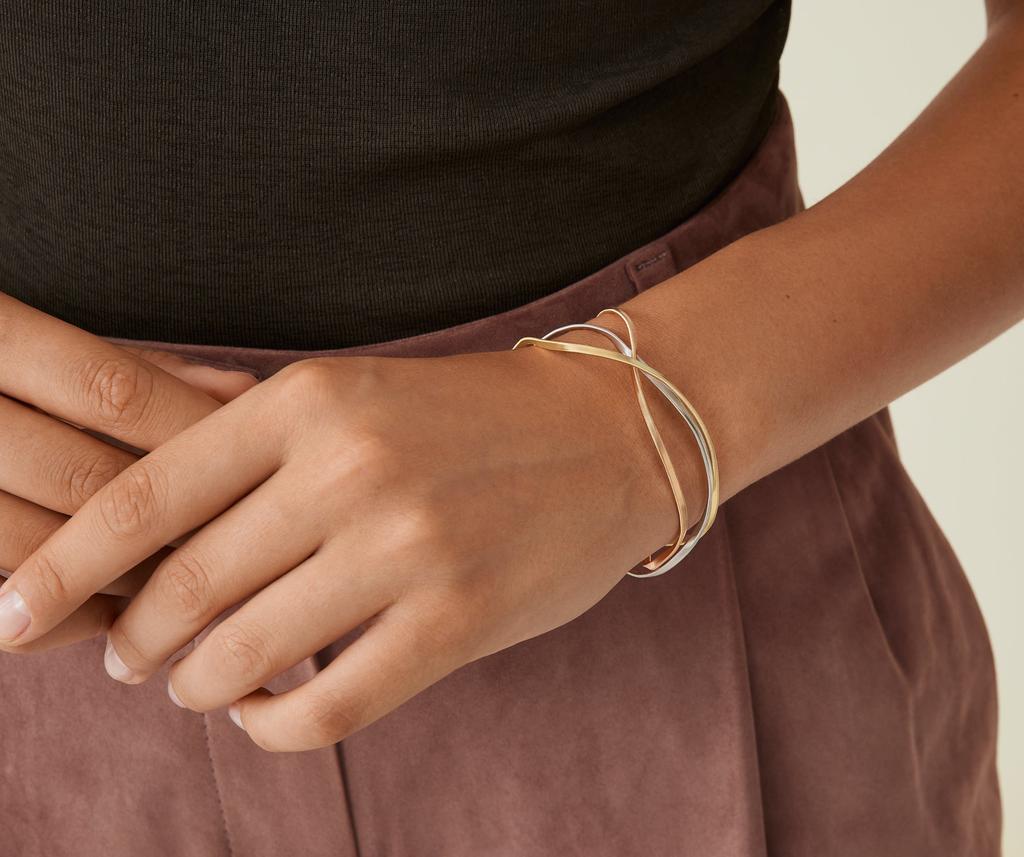 Marco Bicego Marco Bicego Marrakech 18K Yellow, Rose 
White Gold Three Strand Coiled Rigid Bangle Bangle Bracelet SG33__3C_01