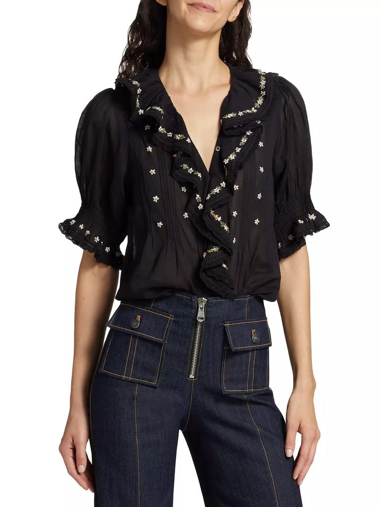 DÔEN Hettie Floral Pin-Tucked Cotton Top 3