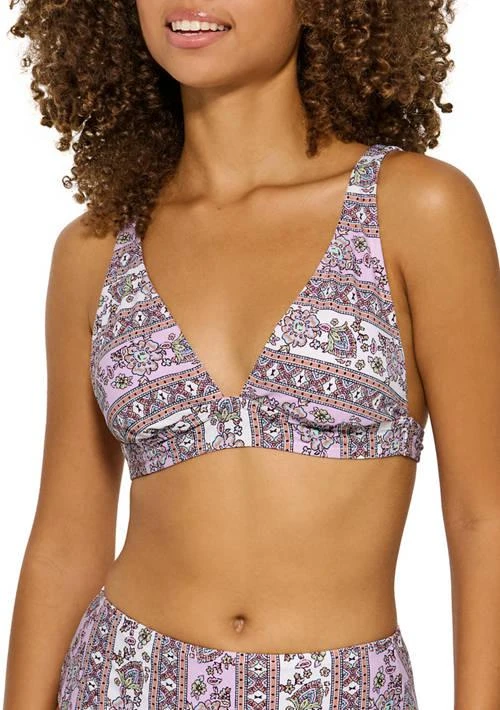 TRUE CRAFT Craft Womens Jerada Floral Longline Bralette Swim Top 1