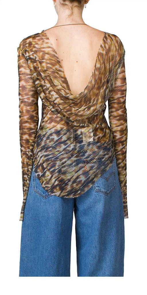 PRISCAVera Reversible Open Back Cowl Top In Savanna 4