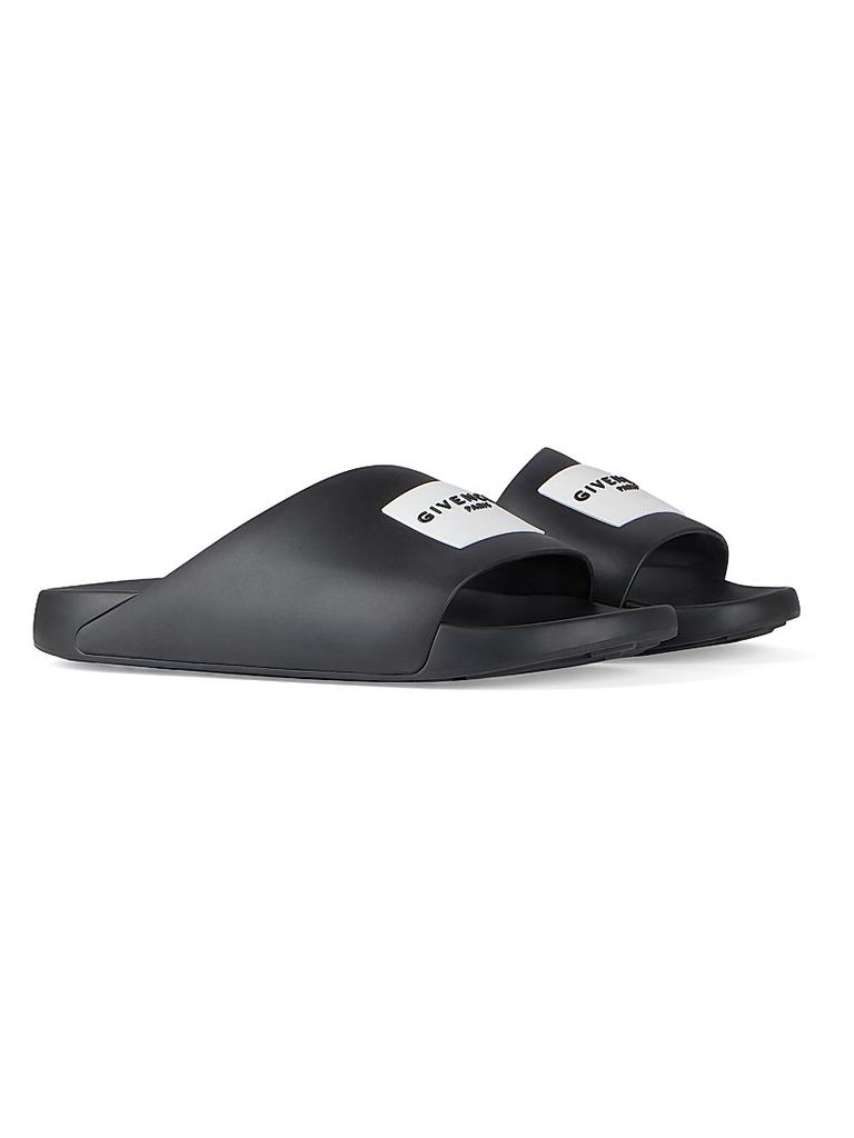 Givenchy Label Slide Flat Mules in Rubber