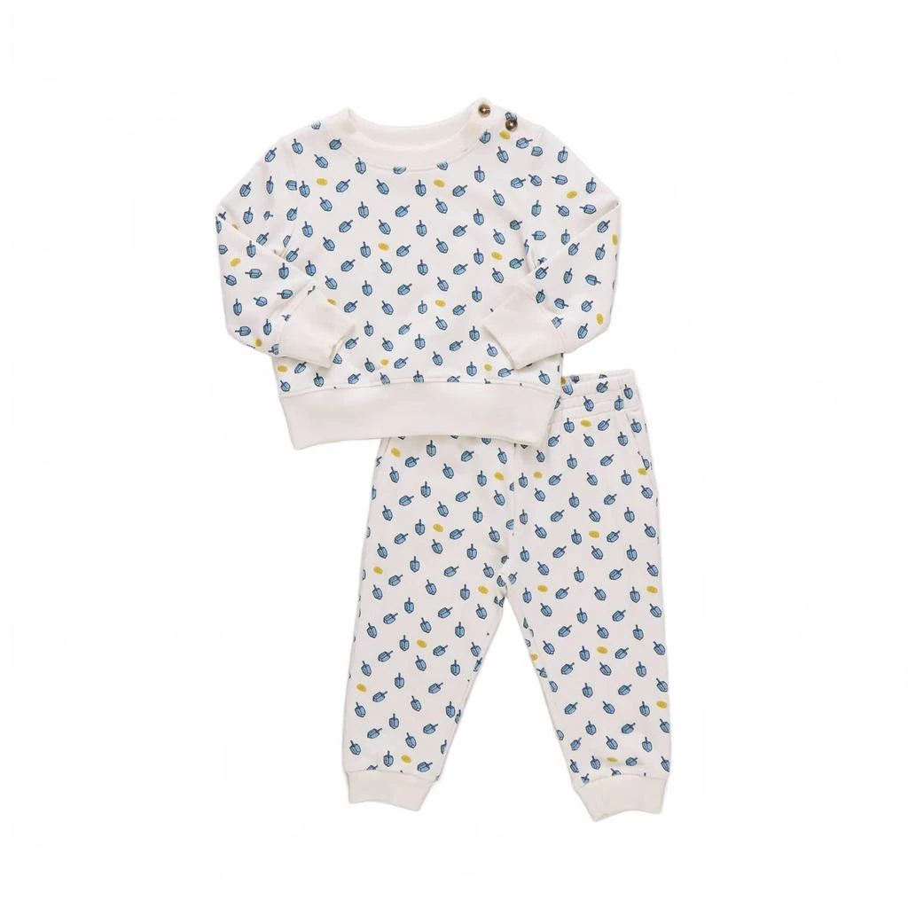 Coop Kids by Pink Chicken Kid
s Tossed Dreidels Jogger Set In White Multi