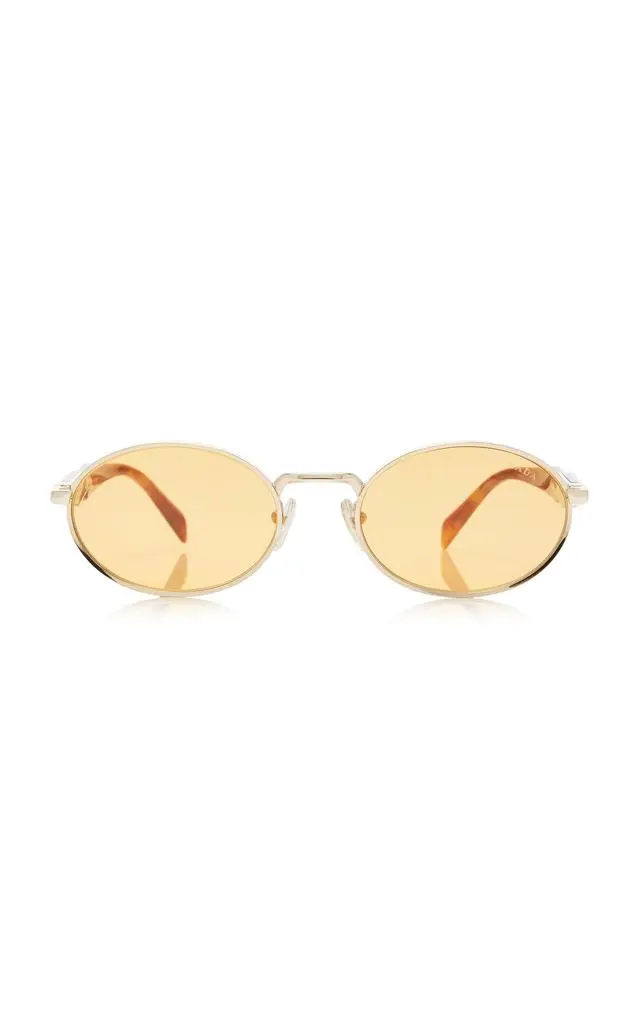 Prada Prada Oval-Frame Metal Sunglasses - Moda Operandi 1