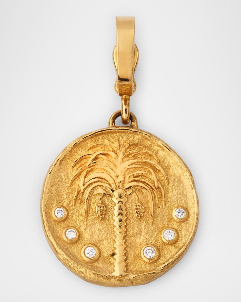Azlee Prosperity Palm Tree Small Diamond Coin Pendant