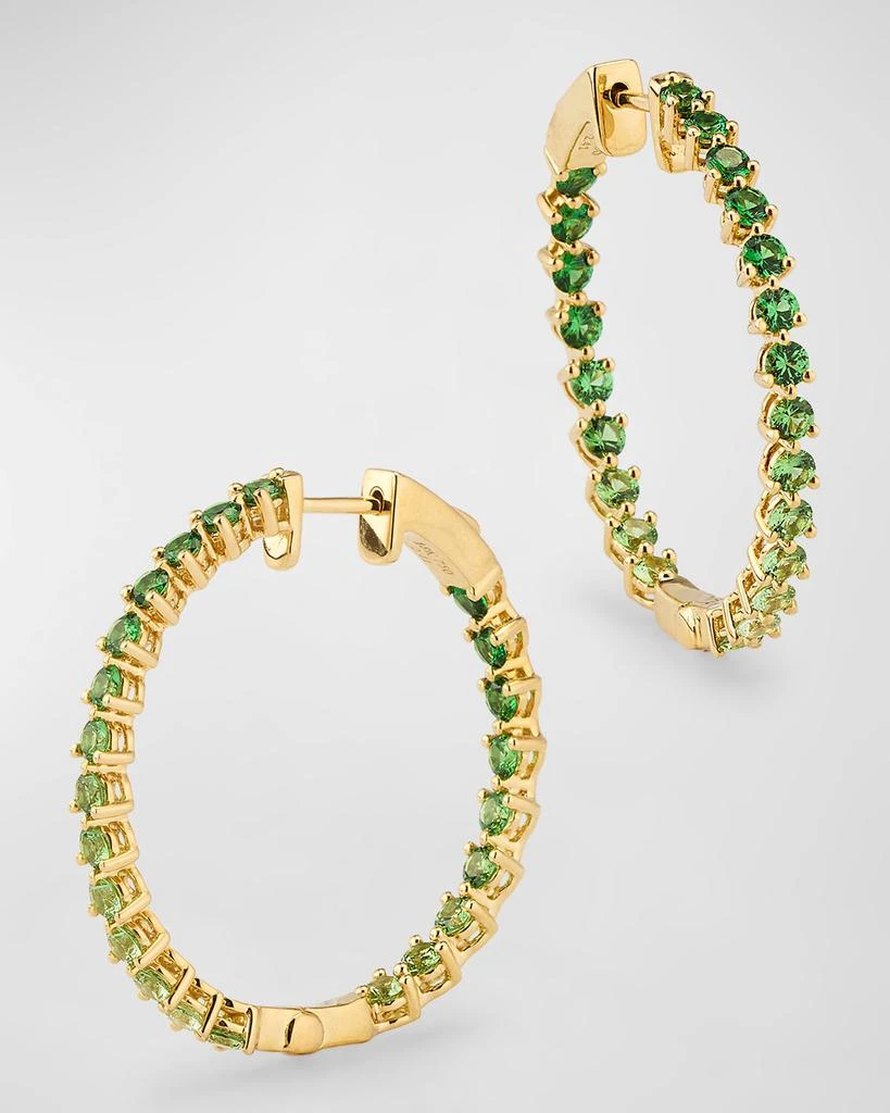 Lisa Nik Rainbow 18K Yellow Gold Ombre Tsavorite (Green Garnet) Inside Out Hoops 3