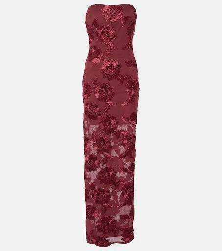 Rotate - Dress 3D Mesh Maxi Burgundy - Dresses - Woman - Burgundy - 42