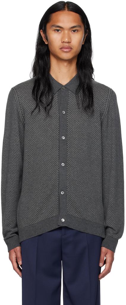 Officine Générale Gray Spread Collar Cardigan