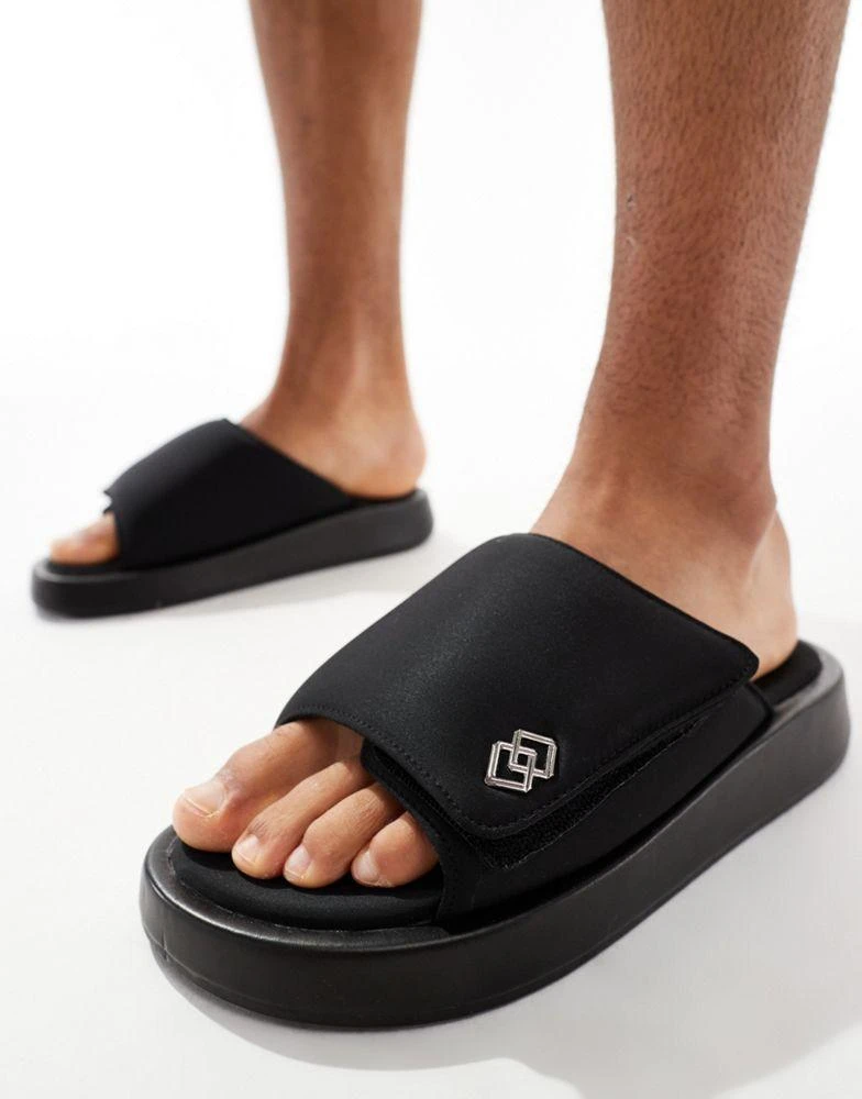 ASOS ASOS DESIGN slider sandals in black with chunky sole 1