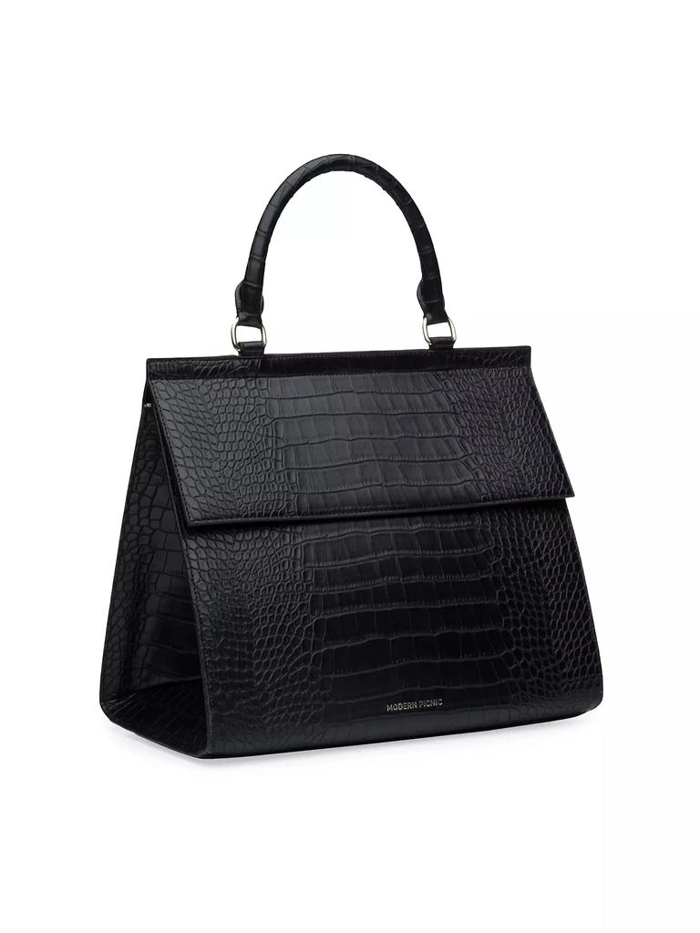 Modern Picnic The Large Luncher Crocodile-Embossed Vegan Leather Bag 4