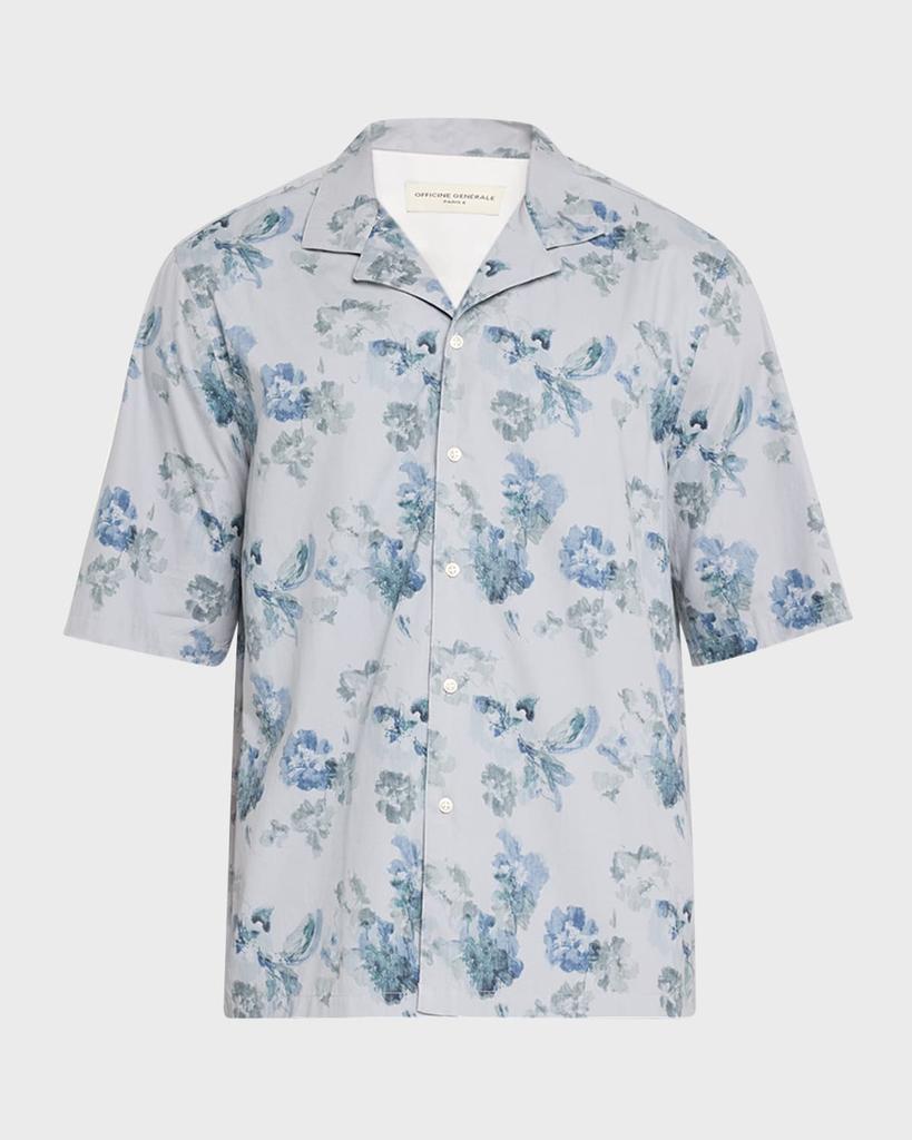 Officine Generale Men's Eren Flower-Print Camp Shirt