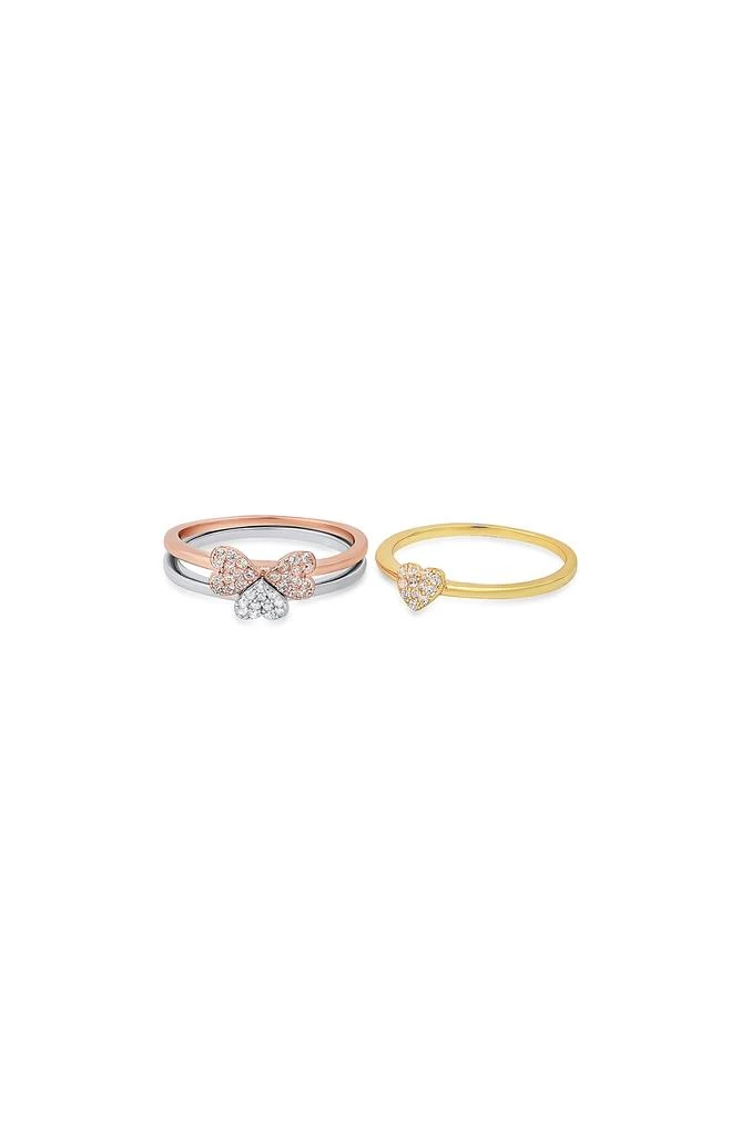 Queen Jewels Sterling Silver 3-Piece Tri-Color Ring Set 4