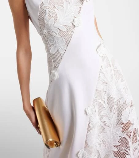 Oscar de la Renta Lace-trimmed wool-blend midi dress 5