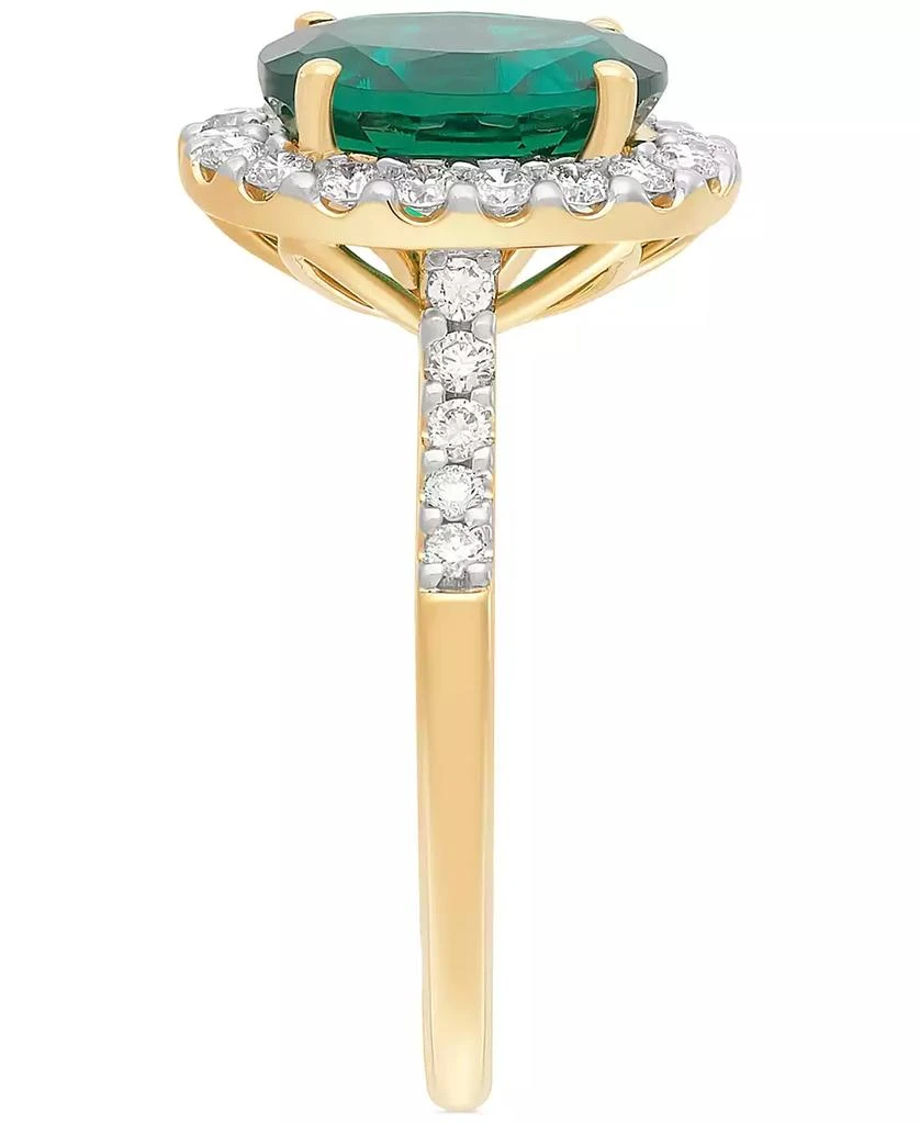 Grown With Love Lab Grown Emerald (2-5/8 ct. t.w.) & Lab Grown Diamond (1/2 ct. t.w.) Oval Halo Ring in 14k Gold 4