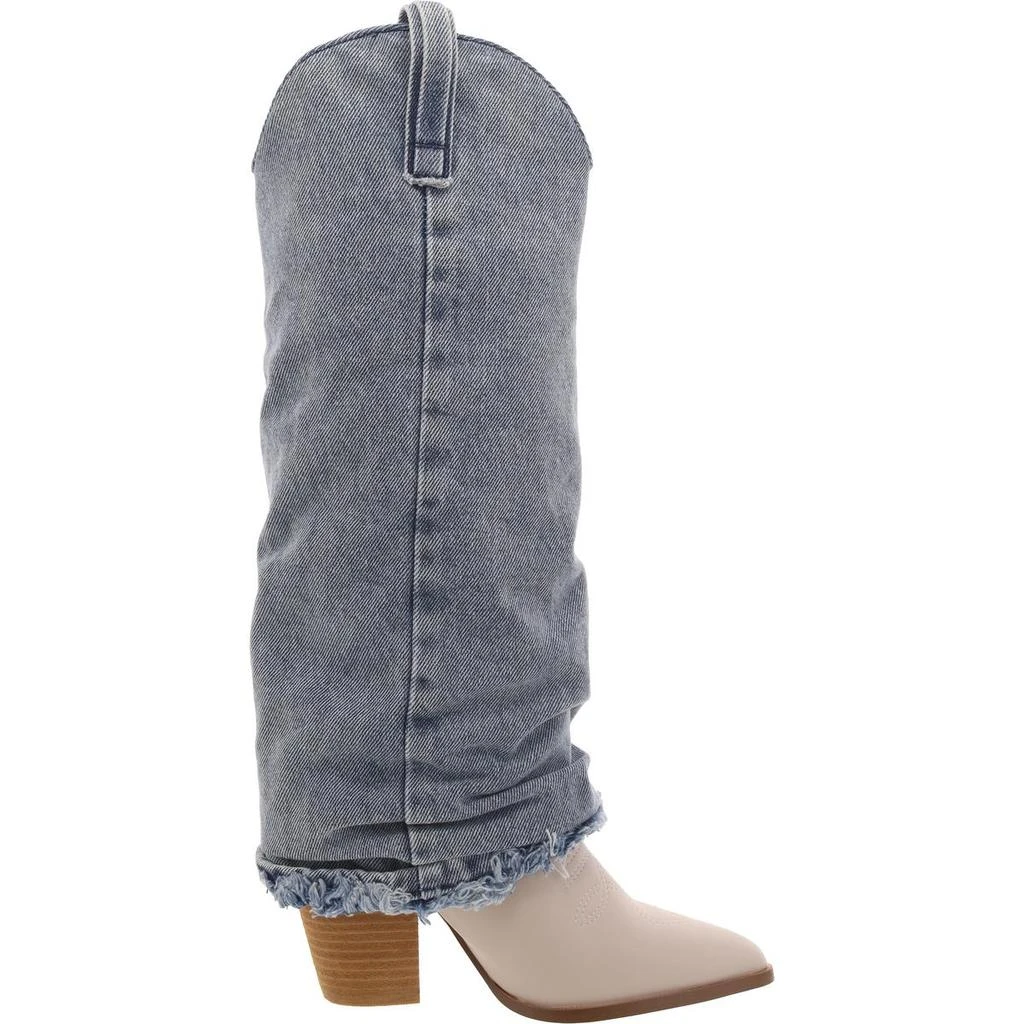 Steve Madden Lassy Womens Denim Block Heel Cowboy, Western Boots 2
