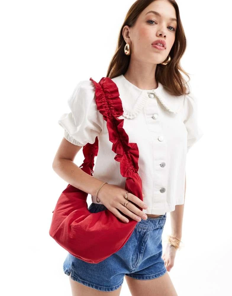ASOS ASOS DESIGN ruched handle shoulder bag with adjustable bow fastening 1