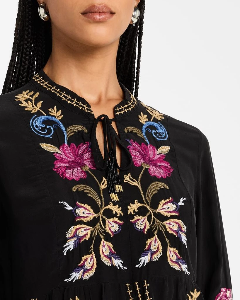 Johnny Was Steffania Floral-Embroidered Silk Blouse 5