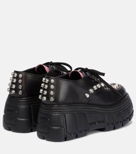 Miu Miu Embellished leather platform Derby shoes 3