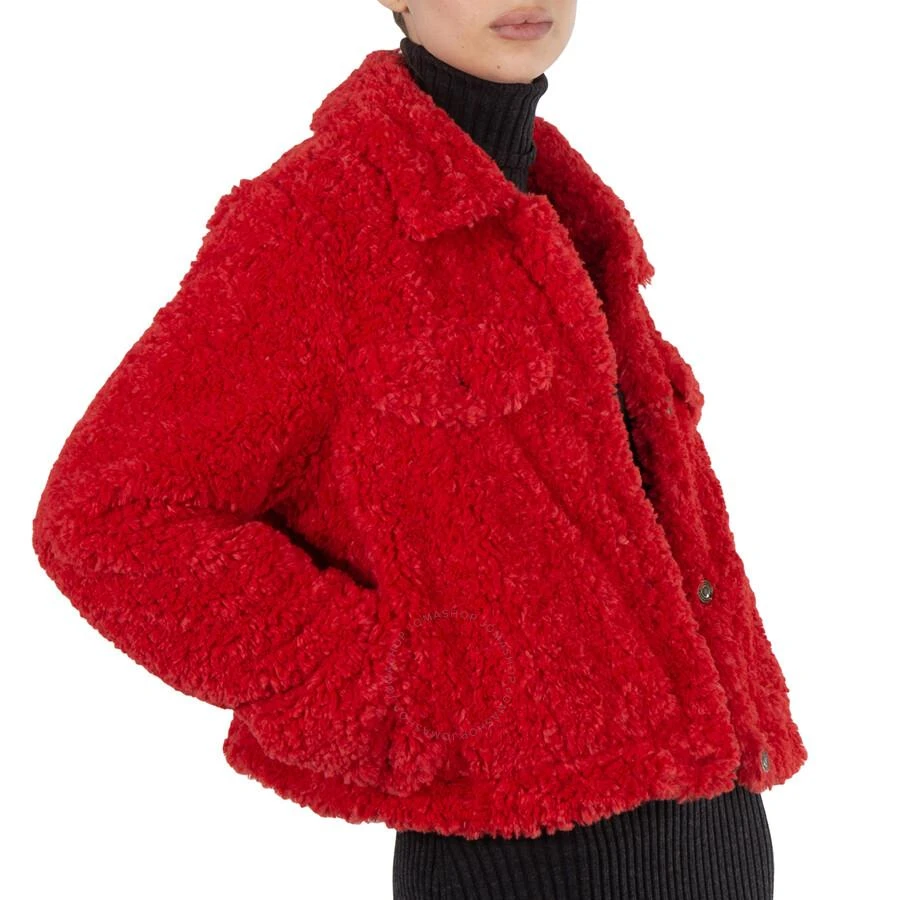 Michael Kors Ladies Faux Sherpa Trucker Jacket In Red 2