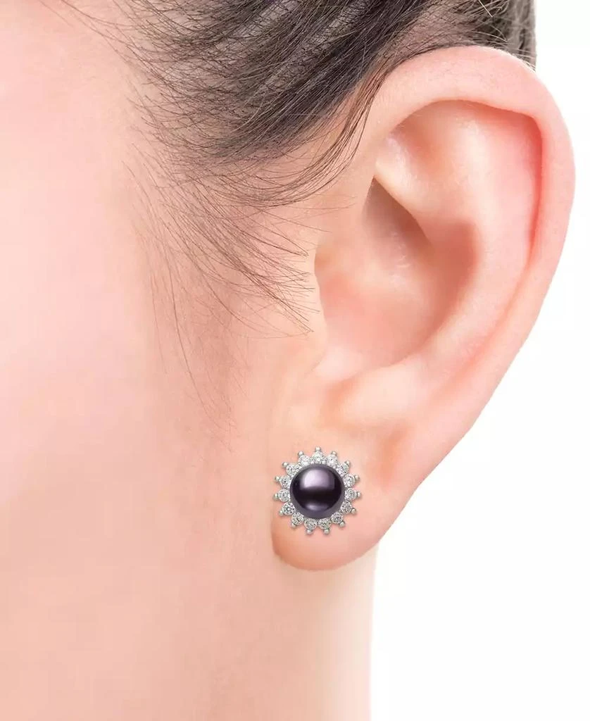 Belle de Mer Dyed Black Peacock Cultured Freshwater Pearl (6-7mm) & Lab-Created Sapphire (1-3/4 ct. t.w.) Pendant Necklace & Stud Earrings Set in Sterling Silver (also in Blush Pink) 3