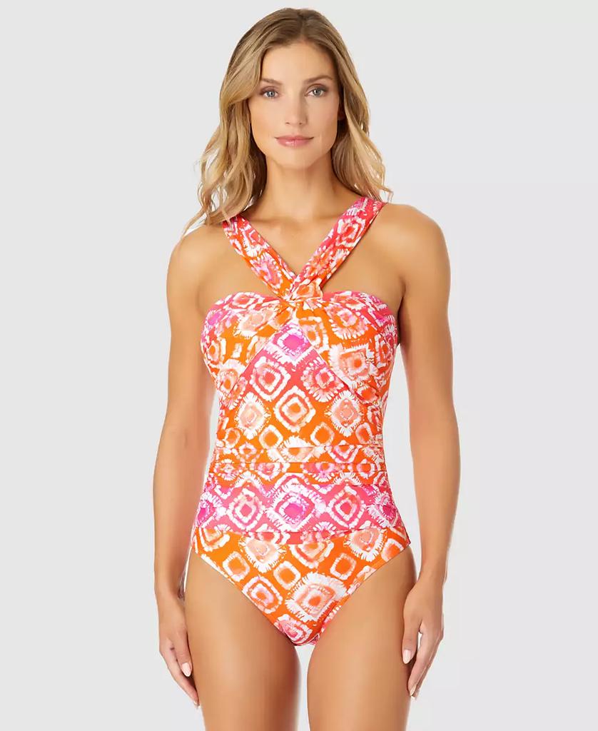 Anne Cole Women's Tie Dye Foulard Twist Bandeau One-Piece Swimsuit