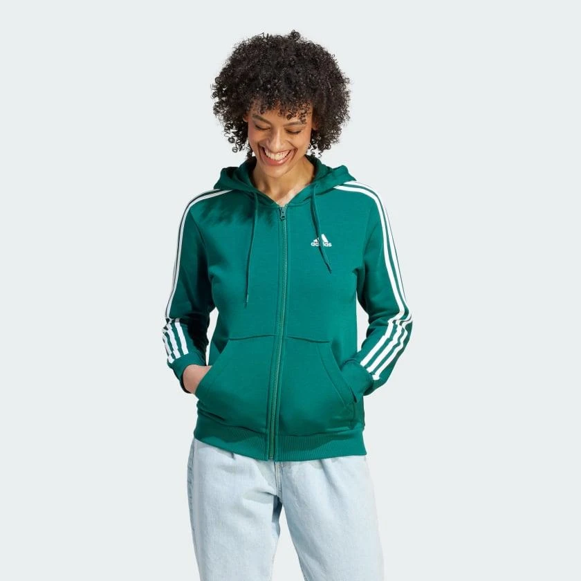 adidas Women's  Essentials 3-Stripes Full-Zip Fleece Hoodie 3