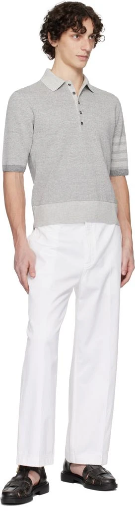 Thom Browne Gray Textured Striped Stitch 4-Bar Relaxed Polo 4